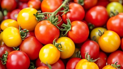 Poster - Vibrant Assortment of Fresh Red and Yellow Tomatoes Perfect for Healthy Recipes and Cooking : Generative AI