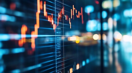 Poster - Intricate financial graph depicted on a screen highlighting trading activity in a busy digital marketplace : Generative AI