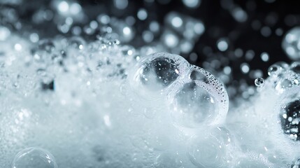 Poster - Close up view of bubbles rising in water with a dreamy blurred background : Generative AI
