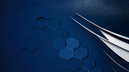 Abstract Blue Hexagons with Lines