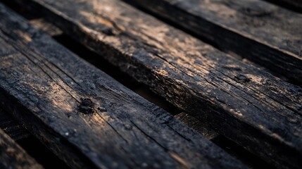 Poster - Close up of rustic wooden planks showcasing texture and natural appeal : Generative AI