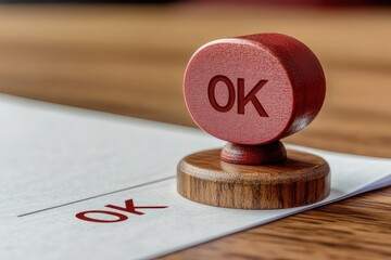 a red rubber stamp imprinting the word 