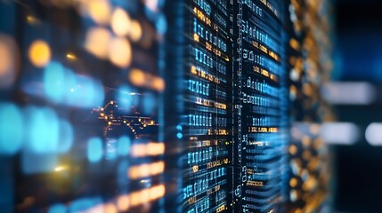 Leinwandbilder - Abstract view of illuminated data streams on a digital interface creating a sense of advanced technology and innovation : Generative AI
