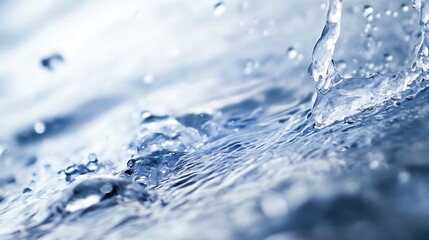Poster - Dynamic closeup of water droplets splashing on a serene surface creating beautiful ripples : Generative AI