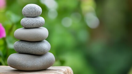 Aufkleber - Calm and serene stacked stones symbolizing peace and balance in nature : Generative AI