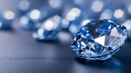 Aufkleber - Glistening blue diamonds scattered on a surface showcasing luxury and elegance : Generative AI