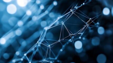 Leinwandbilder - Abstract representation of digital connections and networks illuminated in blue tones : Generative AI