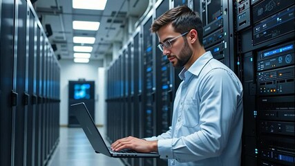 IT Specialist Working in a Modern Data Center