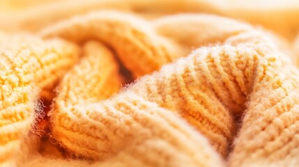 Poster - Soft close up of warm knitted fabric in rich yellow tones for cozy feeling : Generative AI