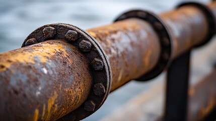Poster - Rusty Metal Pipe with Corroded Texture and Close-Up Detail of Industrial Aesthetic : Generative AI