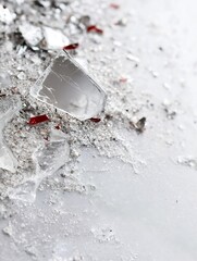 Leinwandbilder - Shattered glass pieces scattered on sleek surface with reflective properties and sharp edges : Generative AI