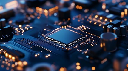 Leinwandbilder - Close-Up View of a Modern Circuit Board with High Tech Components : Generative AI
