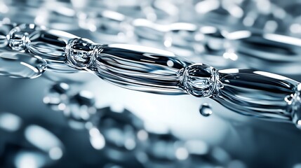 Poster - Close up of flowing water with bubbles capturing light and creating mesmerizing reflections in a serene setting : Generative AI