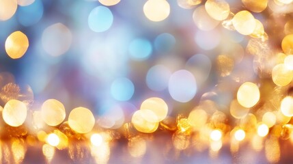 Poster - Stunning blurred background with vibrant bokeh lights in soft pastel colors for festive and cozy settings : Generative AI
