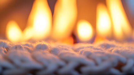 Poster - Cozy Warm Flames Flickering Above Soft Woolen Blanket in a Calm Atmosphere : Generative AI