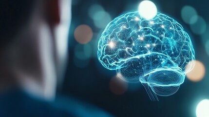 Leinwandbilder - Abstract Digital Brain Visualization Representing Neural Connections and Cognitive Processes : Generative AI
