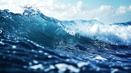 Aufkleber - Powerful ocean waves crashing in bright sunlight under a vast blue sky during the daytime : Generative AI