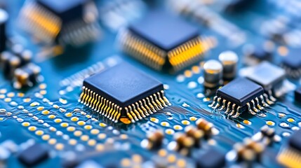 Leinwandbilder - Close Up of High Tech Microprocessor On Circuit Board : Generative AI