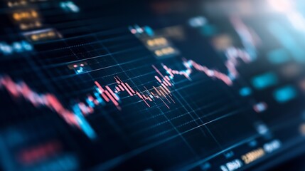 Aufkleber - Abstract financial market data visualization with colorful stock charts and indicators on a digital screen : Generative AI