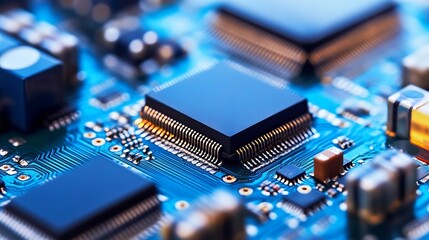 Aufkleber - High Resolution Close Up of Computer Microchip on Circuit Board : Generative AI
