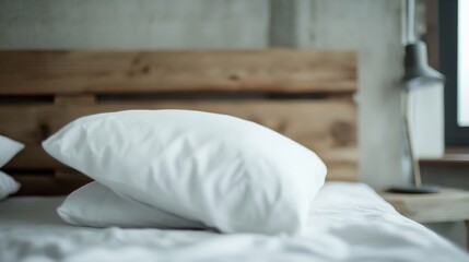 Poster - Cozy Bedroom with Pillows on a Soft Bed in Natural Light for Perfect Relaxation : Generative AI