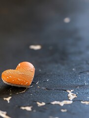 Poster - Unique artistic closeup of a rustic heart shaped object resting on a textured dark surface : Generative AI