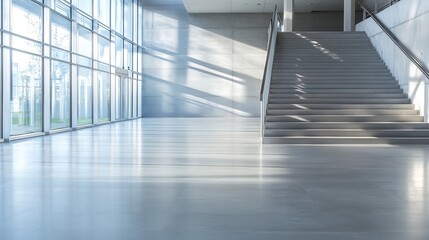 Aufkleber - Modern architectural interior featuring spacious lobby with natural light streaming through large glass windows : Generative AI