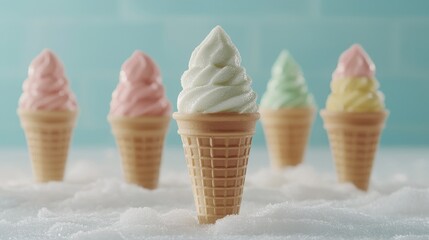 Poster - Colorful Ice Cream Cones in a Bright and Playful Setting