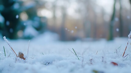 Aufkleber - Fresh snow blanketing the ground in tranquil winter landscape with soft focus and gentle light : Generative AI