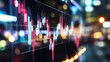 © Generative AI - Dynamic stock market graph displaying vibrant price movements under city lights : Generative AI