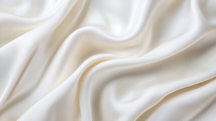 Poster - Luxurious smooth silk fabric flowing gracefully creating soft and elegant folds in a pristine white color : Generative AI