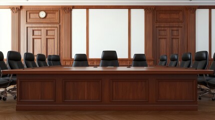 Wall Mural - Modern Conference Room with Wooden Paneling and Comfortable Chairs