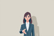 © CRCS - Illustration business Woman Offering a Handshake, business woman extending her hand for a handshake. Conveying confidence and professionalism. Vector illustration.