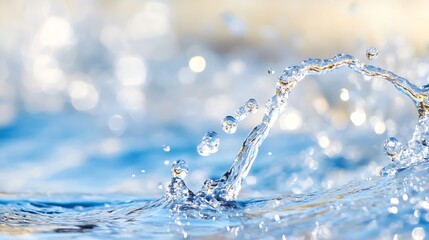 Leinwandbilder - Dynamic Closeup of Water Splashing and Glimmering in a Bright Sunlit Background : Generative AI
