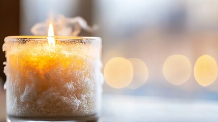 Aufkleber - Aromatic candle burning with soft light and relaxing ambiance creating a cozy atmosphere : Generative AI