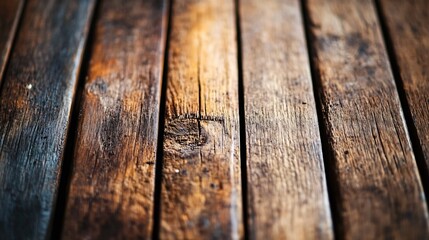 Leinwandbilder - Textured closeup of wooden planks with rich grains in natural lighting : Generative AI