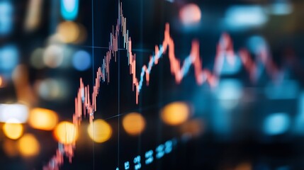 Fototapete - Dynamic Financial Graph Displaying Stock Market Trends with Abstract Background : Generative AI