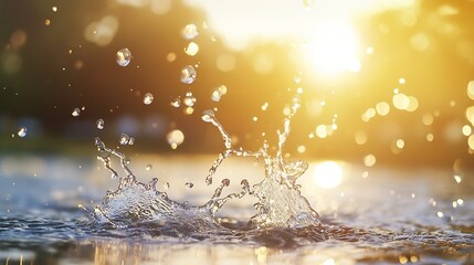 Aufkleber - Captivating Water Splash with Sunlight Glimmering on a Serene Surface : Generative AI