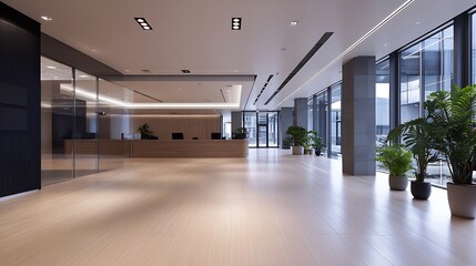 Poster - Contemporary Lobby Design with Modern Furniture and Large Windows : Generative AI