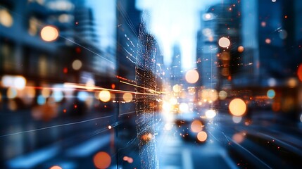 Poster - Beautifully Blurred Urban Night Scene with Motion Lights and Vibrant Bokeh Effects : Generative AI
