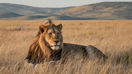 lion in the savannah