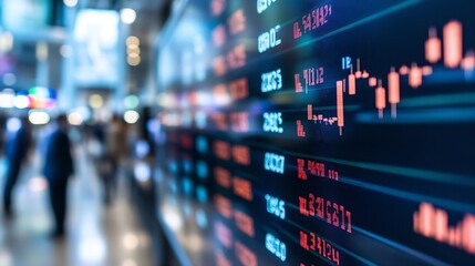 Poster - HighTech Stock Trading Screen Showing RealTime Market Graphs and Data in Modern Office : Generative AI