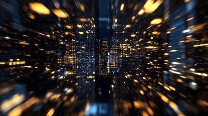 Poster - Dynamic Night Cityscape with Blurred Lights Creating a Sense of Motion and Energy in Urban Life : Generative AI