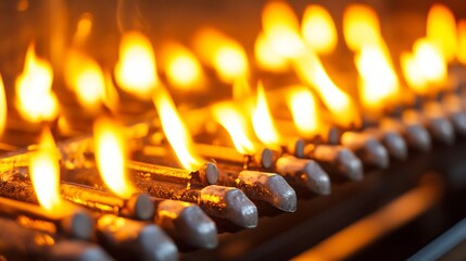 Fototapete - Close up of flames burning brightly in fire pit creating warmth and ambiance : Generative AI