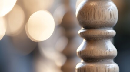 Poster - Elegant Wooden Table Leg with Soft Lighting Creating a Welcoming and Warm Atmosphere for Home Decor : Generative AI