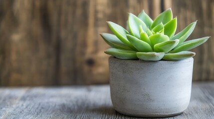 Aufkleber - Vibrant succulent plant in a minimalist pot against rustic wooden background : Generative AI