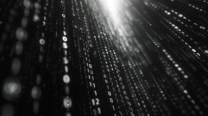 Abstract picture of binary code with digital technology style design with the coding data flowing show dynamic movement represent about programming by programmer or problem solve by encryption. AIG53.