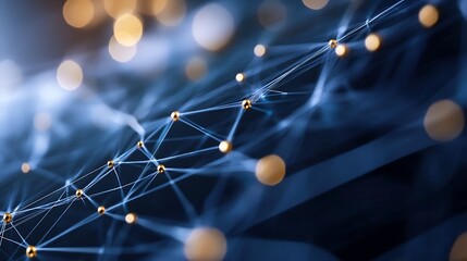 Fototapete - Abstract Digital Connections with Illuminated Nodes and Lines : Generative AI