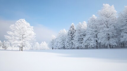 Aufkleber - A breathtaking winter landscape with snowcovered trees under a clear blue sky : Generative AI