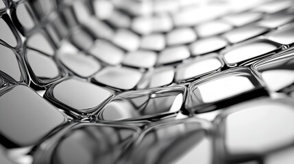 Fototapete - Intricate closeup view of shiny metallic surfaces reflecting light in a modern design : Generative AI